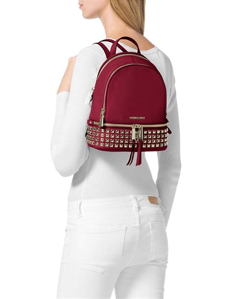 michael kors rhea mini leather backpack red one size|Michael Kors rhea colorblock backpack.